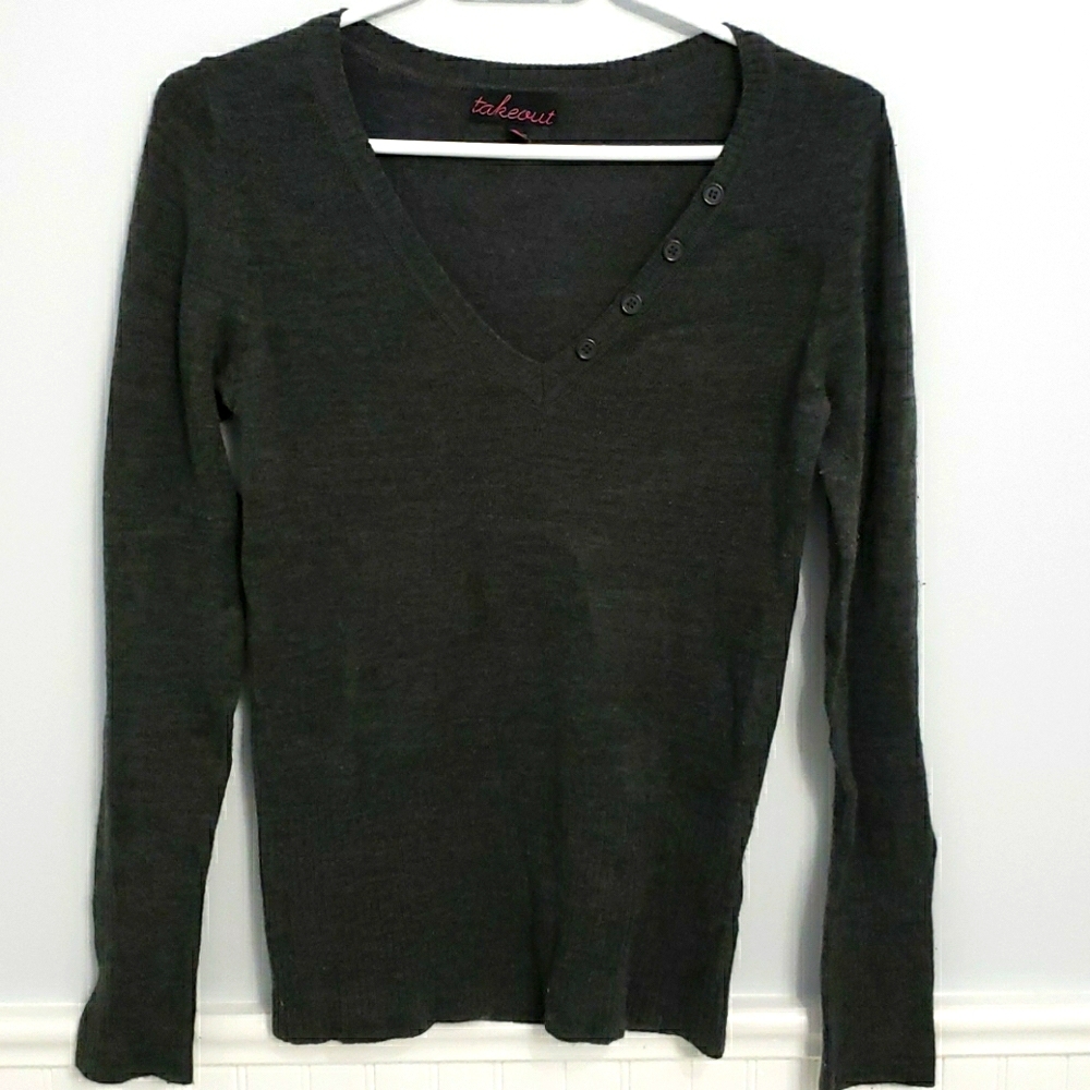 Grey V Neck Sweater